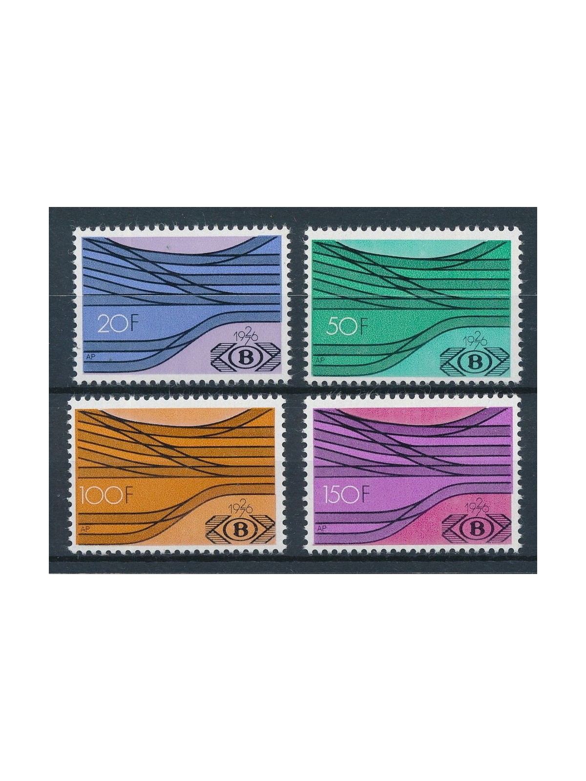 BELGIO 1976 Cinquantenario delle ferrovie 4v MNH**
