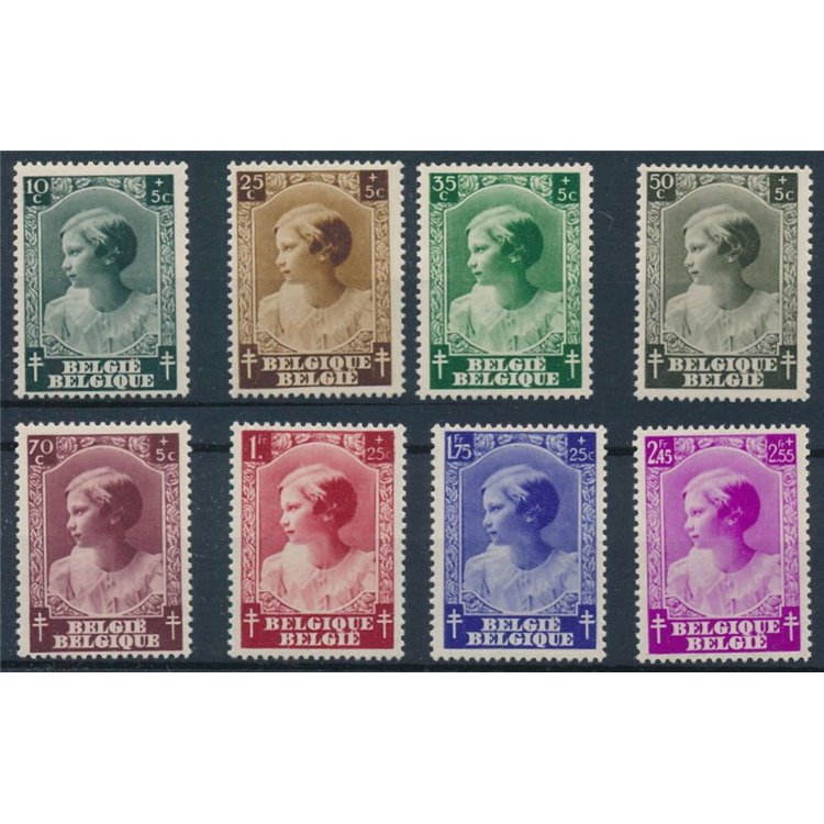 BELGIUM 1937 Pro antitubercular works 8v MNH**