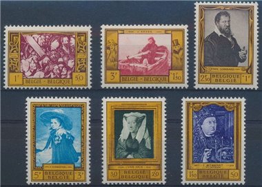 BELGIO 1958 Serie culturale, quadri 6v MNH**