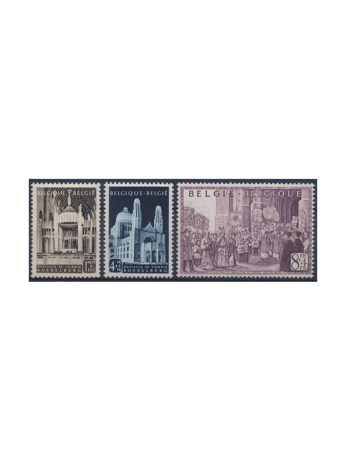 BELGIUM 1952 Koekelberg Basilica 3v MNH**