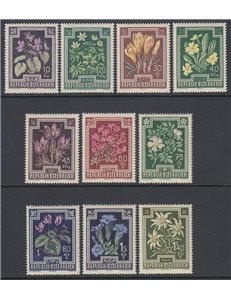 AUSTRIA 1948 Fiori, opere antitubercolari 10v MNH**