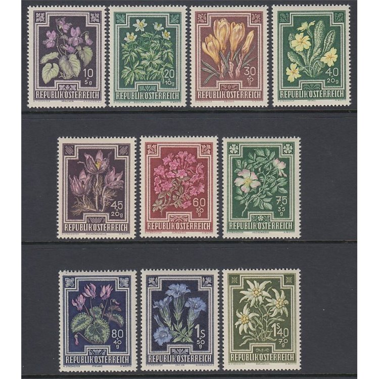 AUSTRIA 1948 Flowers, anti-tuberculosis works 10v MNH**