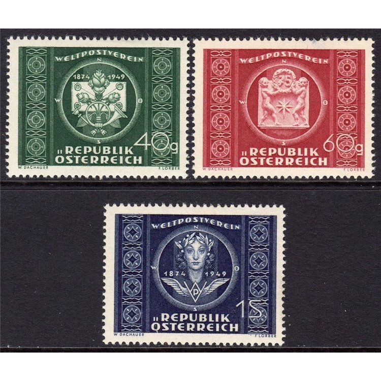 AUSTRIA 1949 Anniversary Upu 3v MNH**