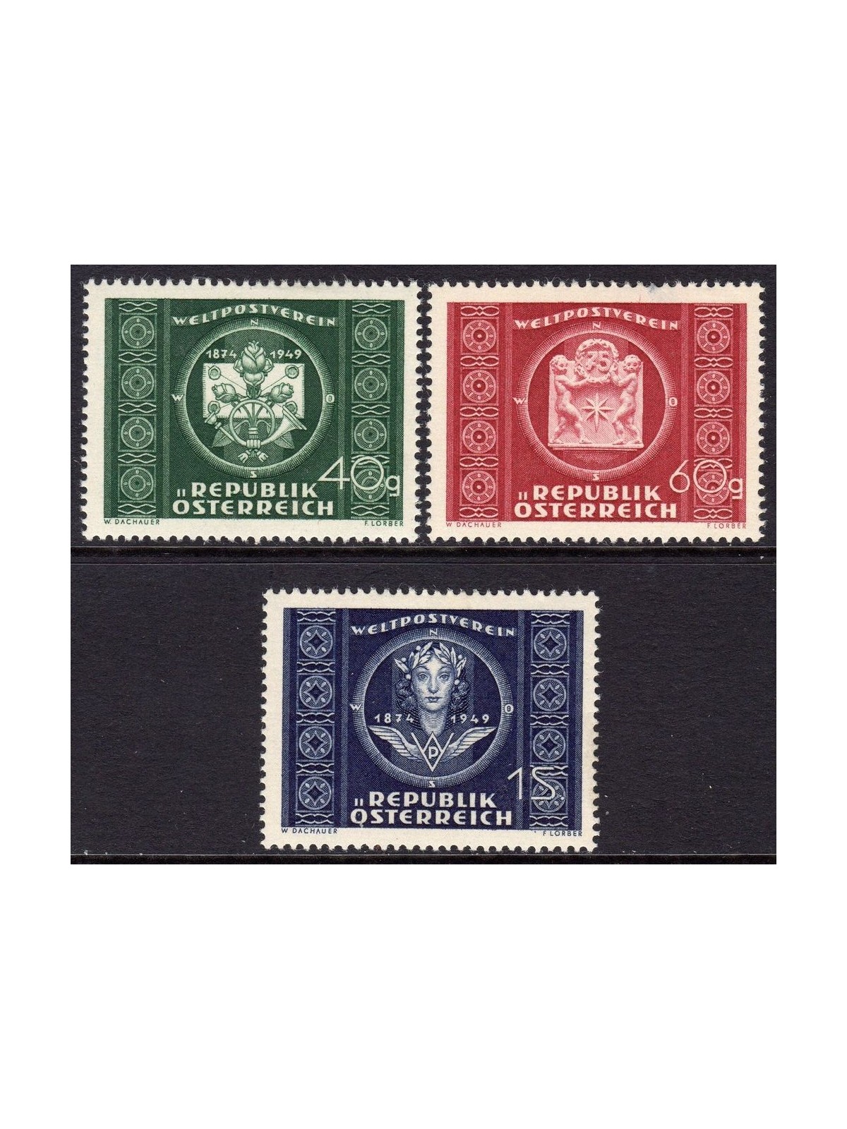 AUSTRIA 1949 Anniversario Upu 3v MNH**