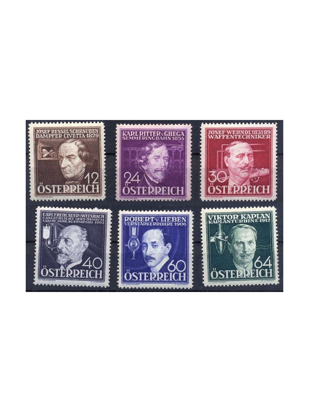 AUSTRIA 1936 Tecnici e inventori 6v MH*