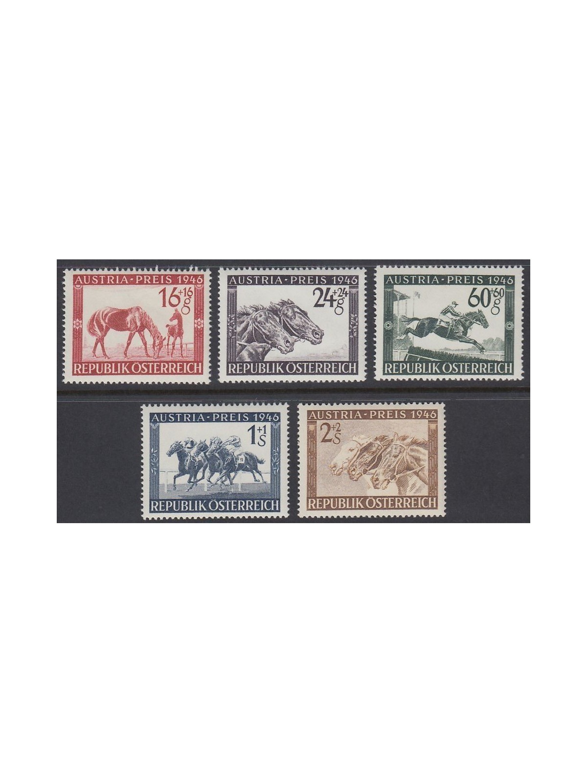 AUSTRIA 1946 Equestrian Grand Prix 5v MNH**