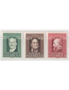 AUSTRIA 1948 Anniversari, effigi diverse 3v MNH**