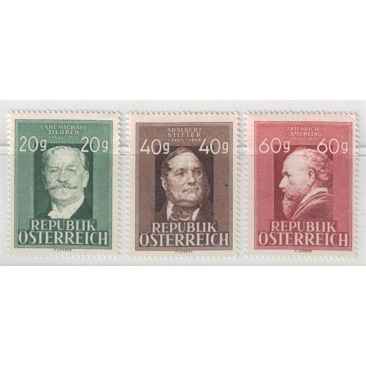 AUSTRIA 1948 Anniversari, effigi diverse 3v MNH**