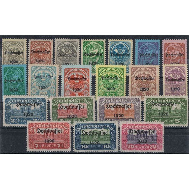 AUSTRIA 1921 Stamps of 1919-21 overprinted Hochwasser 20v MH*