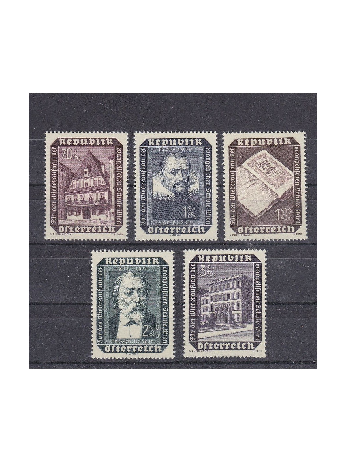 AUSTRIA 1953 Pro scuola evangelica di Vienna 5v MNH**