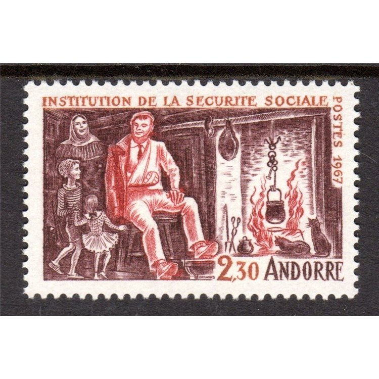 ANDORRA FRENCH 1967 Social Security 1v MNH**