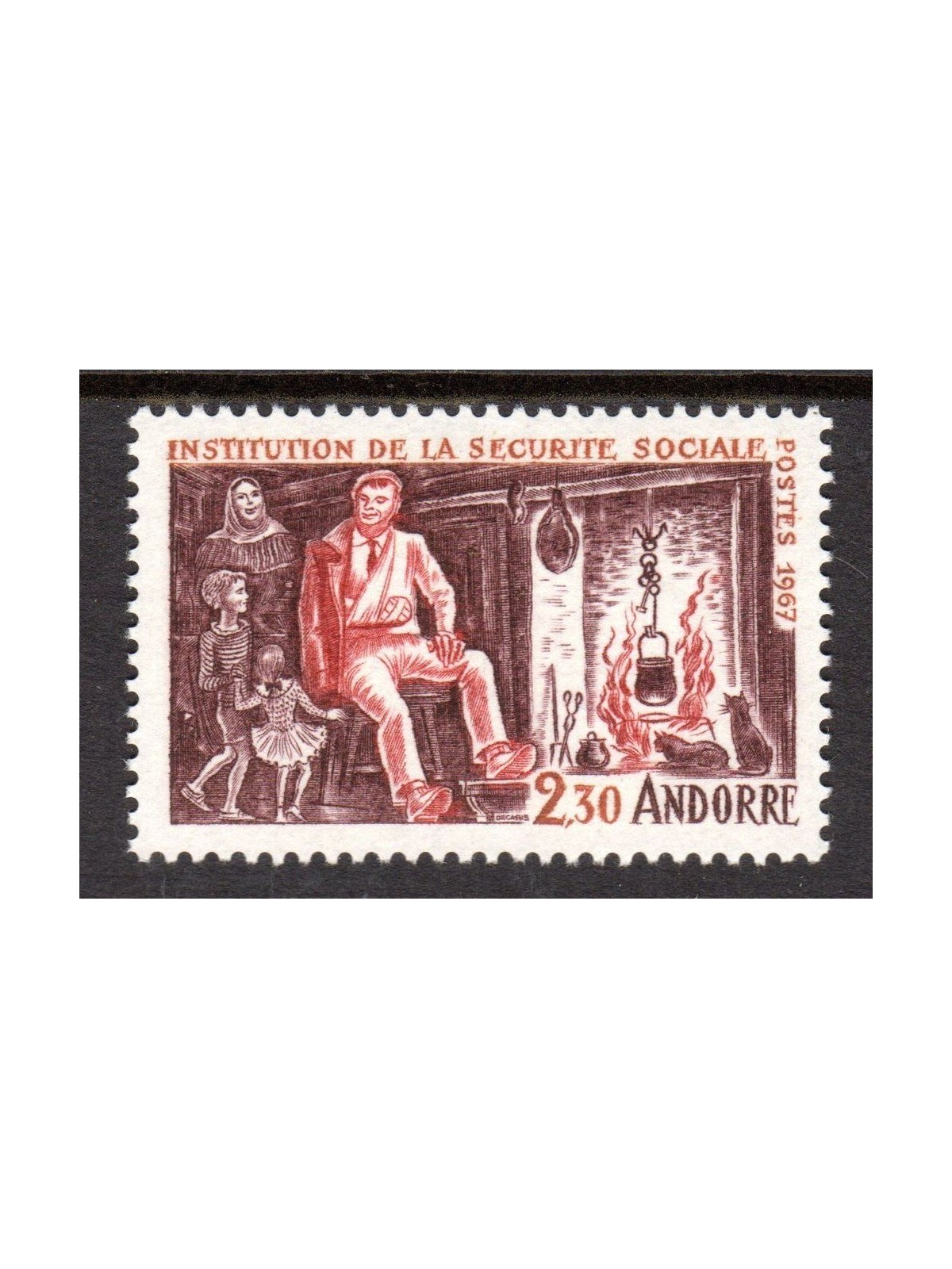ANDORRA FRENCH 1967 Social Security 1v MNH**