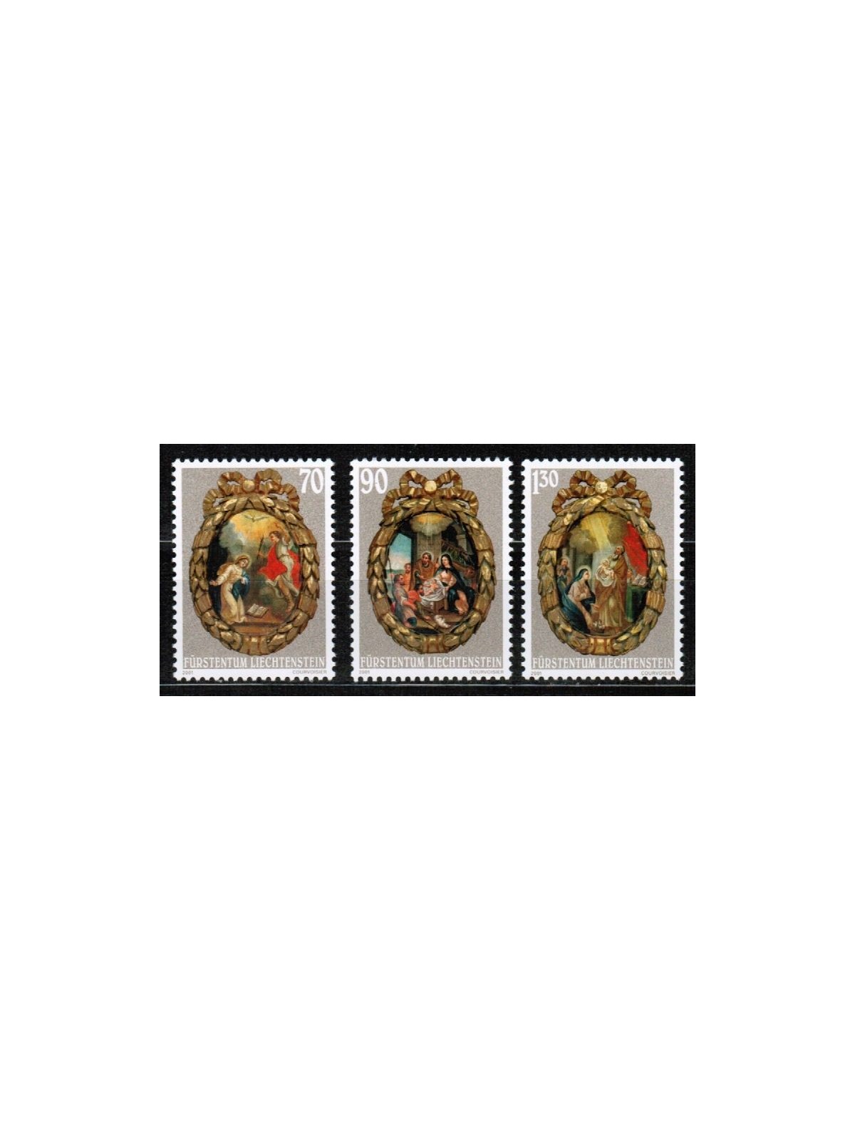 LIECHTENSTEIN 2001 Natale 3v MNH**