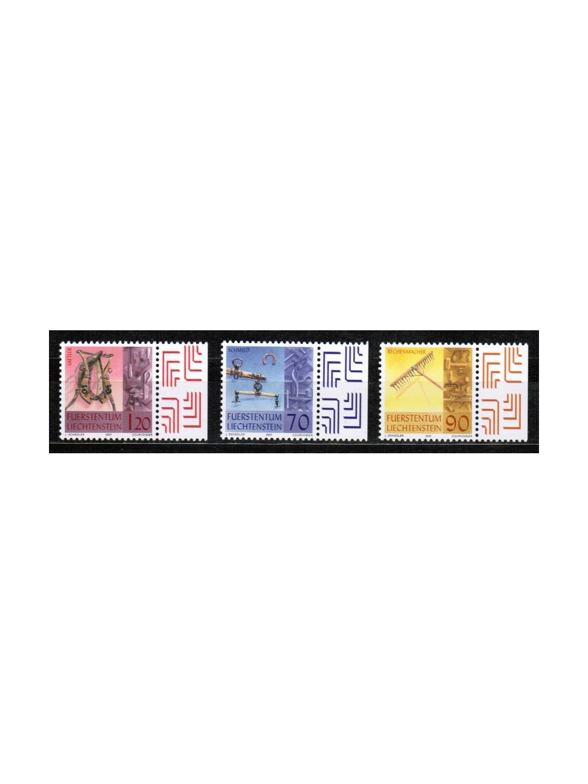 LIECHTENSTEIN 2001 Old crafts 3v MNH**