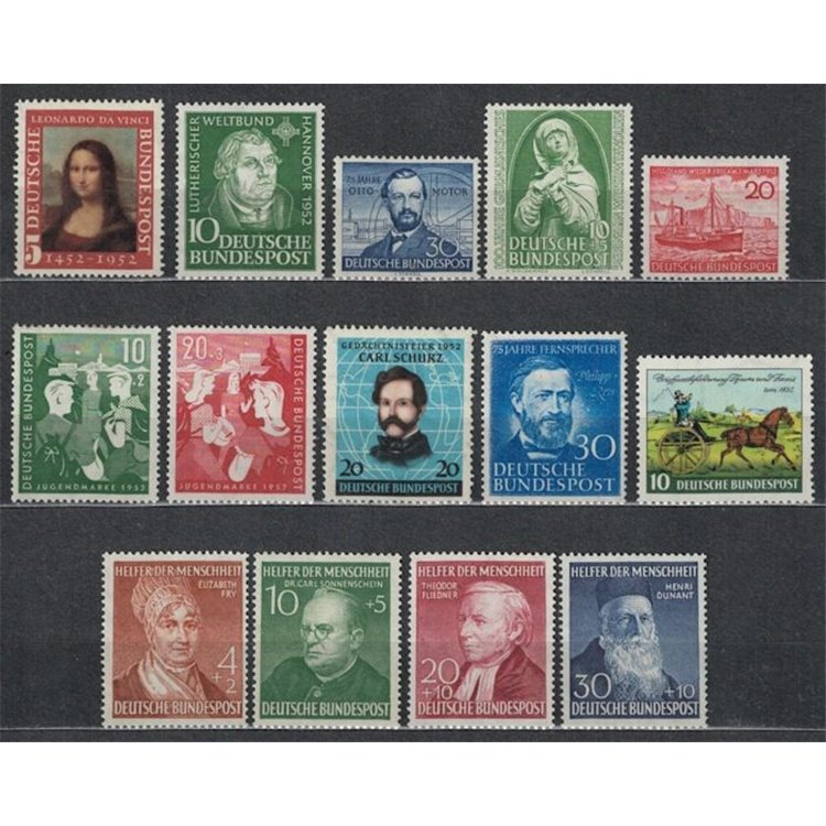 GERMANY FRG 1952 Complete year 14v MNH**