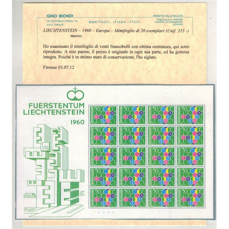 LIECHTENSTEIN 1960 Europa MF MNH** ©