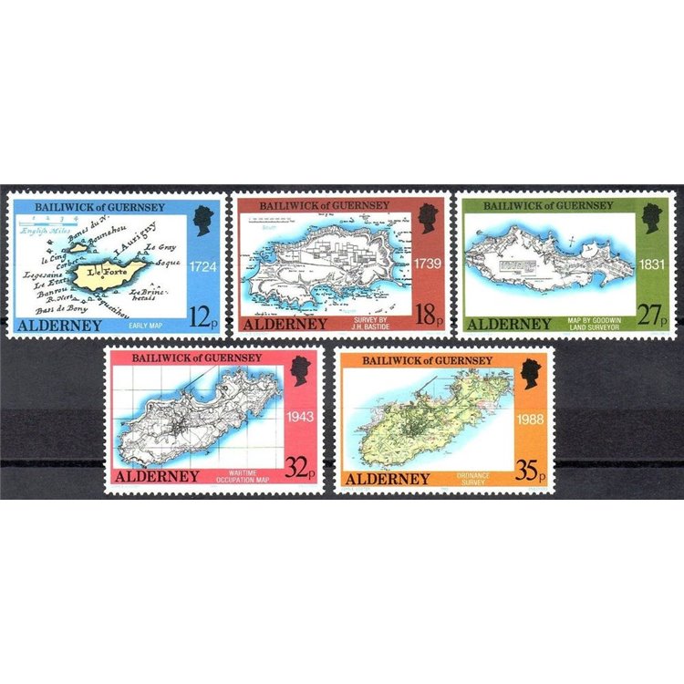 ALDERNEY 1989 Maps 5v MNH**