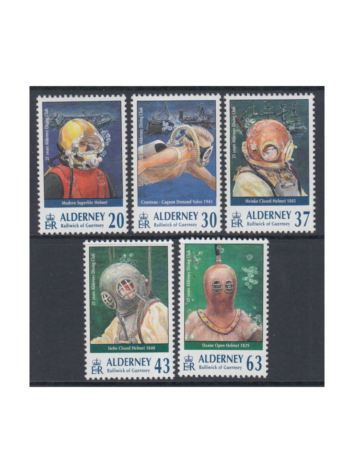 ALDERNEY 1998 Hobbies, Underwater Exploration 5v MNH**
