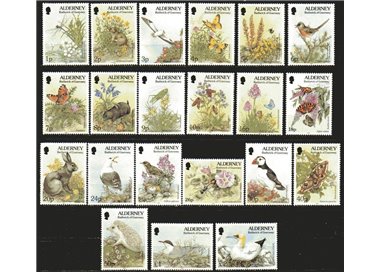 ALDERNEY 1994 Serie ordinaria, fauna e flora 17v MNH**