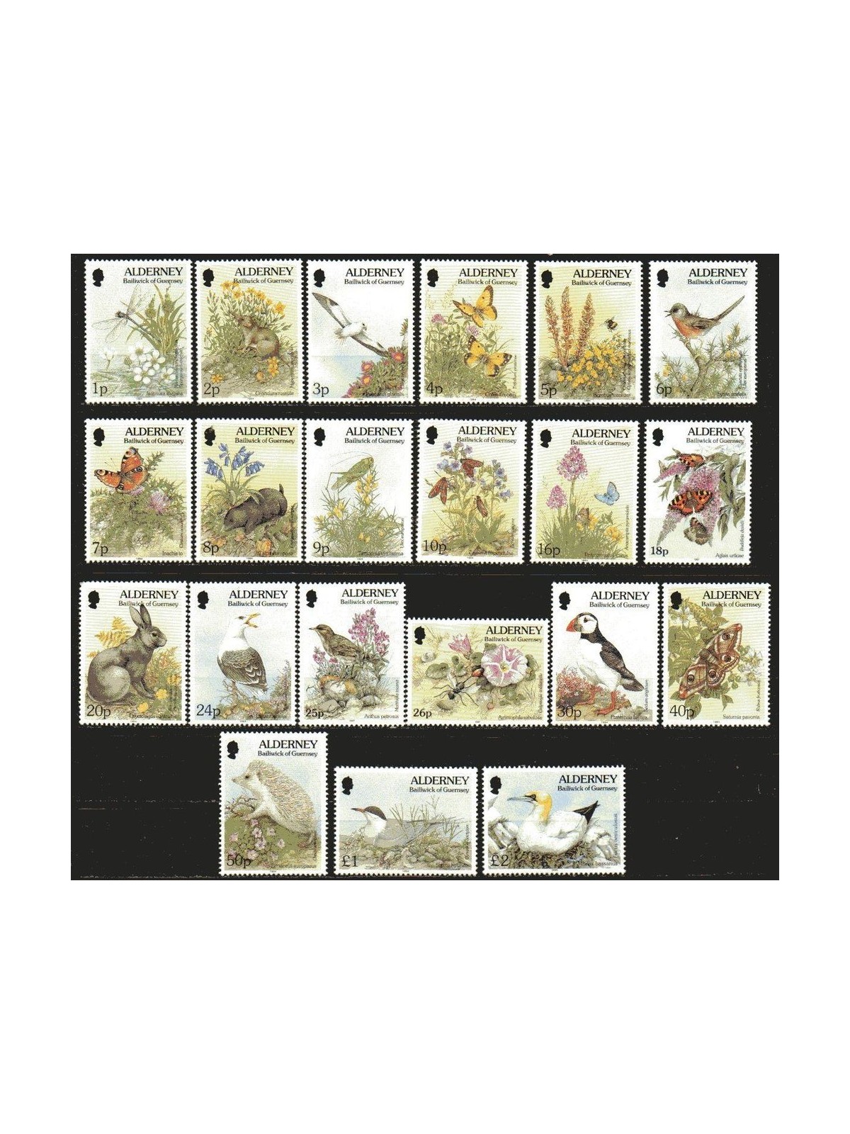 ALDERNEY 1994 Ordinary series, fauna and flora 17v MNH**