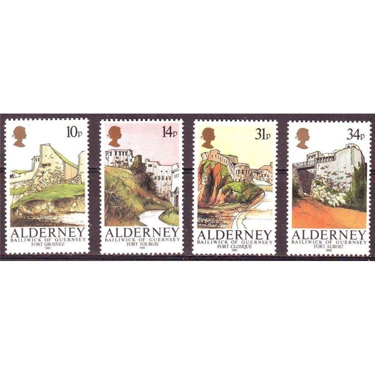 ALDERNEY 1986 Local fortresses 4v MNH**