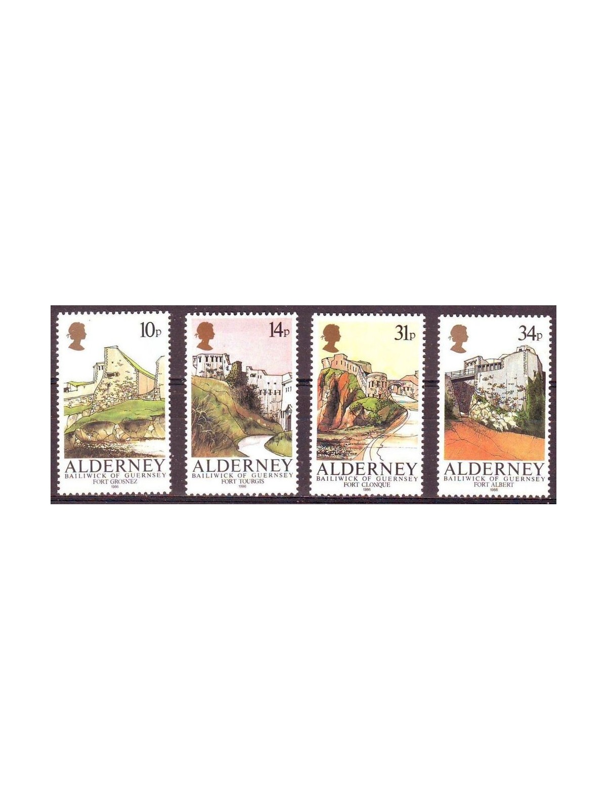 ALDERNEY 1986 Fortezze locali 4v MNH**