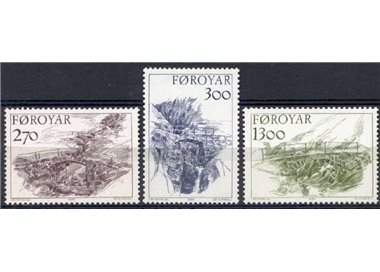 FAROER 1986 Old bridges 3v MNH**