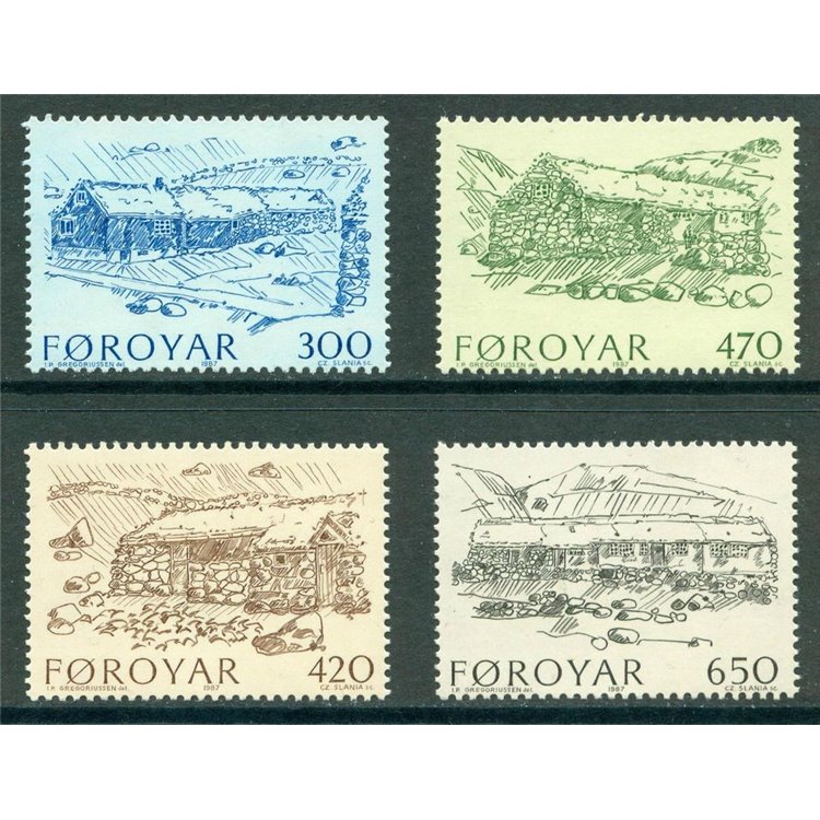 FAROE ISLANDS 1987 Old Farms 4v MNH**