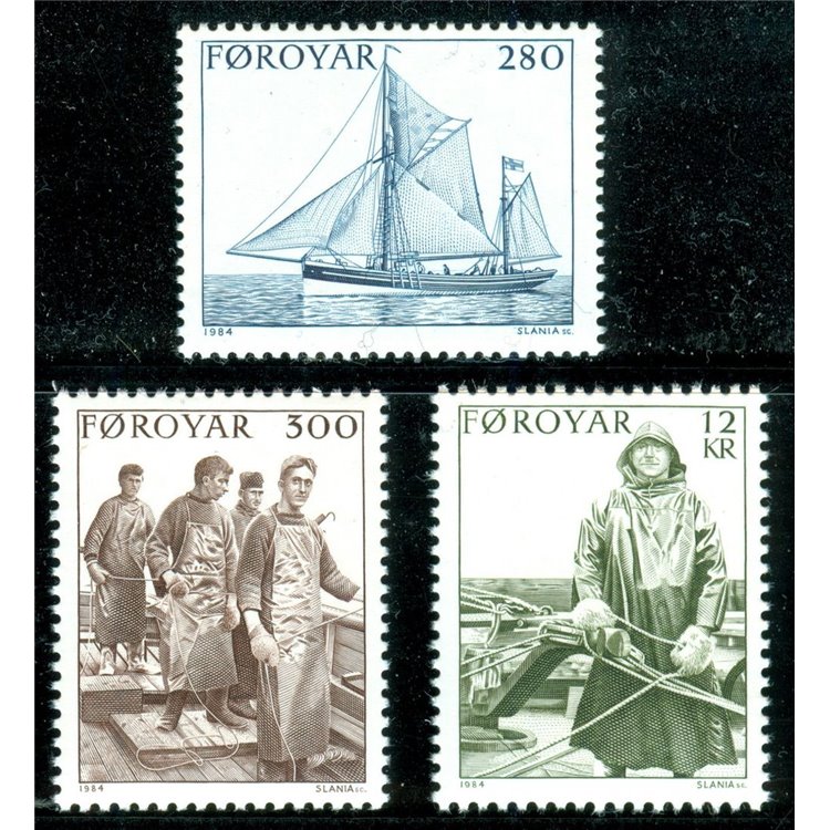 FAEROER 1984 Aspetti della pesca faroese 3v MNH**