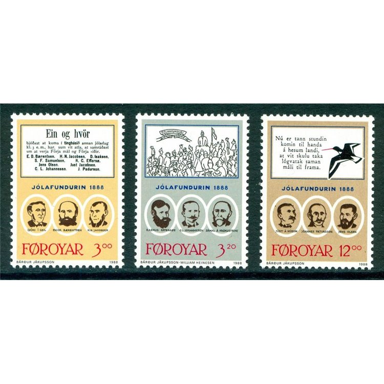 FAROE ISLANDS 1988 Christmas Meeting 3v MNH**