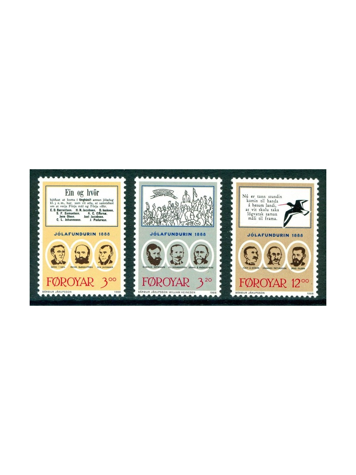 FAROE ISLANDS 1988 Christmas Meeting 3v MNH**