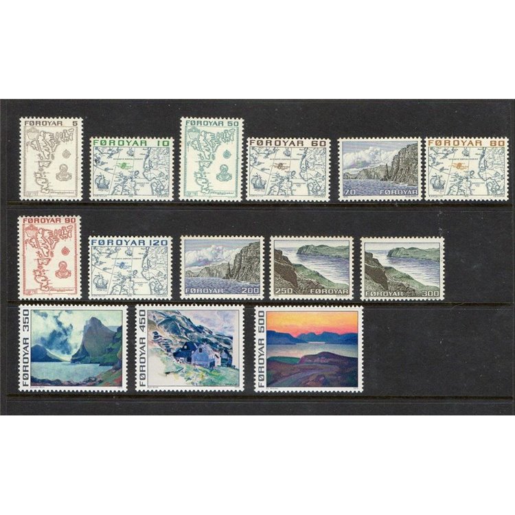 FAEROER 1975 Serie ordinaria, paesaggi 14v MNH**