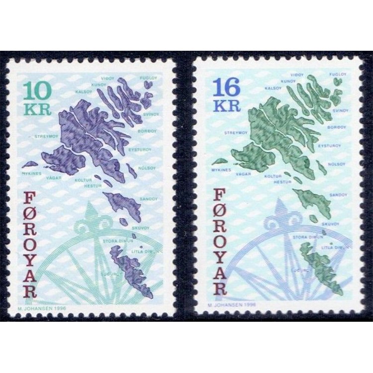 FAEROER 1996 Carte geografiche delle Isole Faroe 2v MNH**