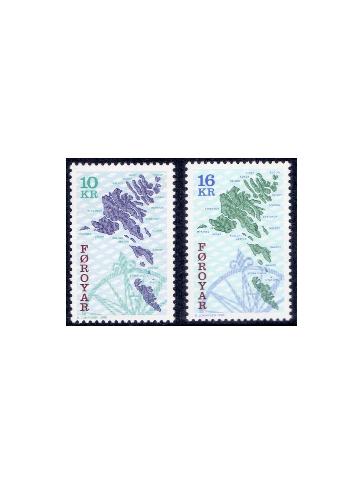 FAEROER 1996 Carte geografiche delle Isole Faroe 2v MNH**