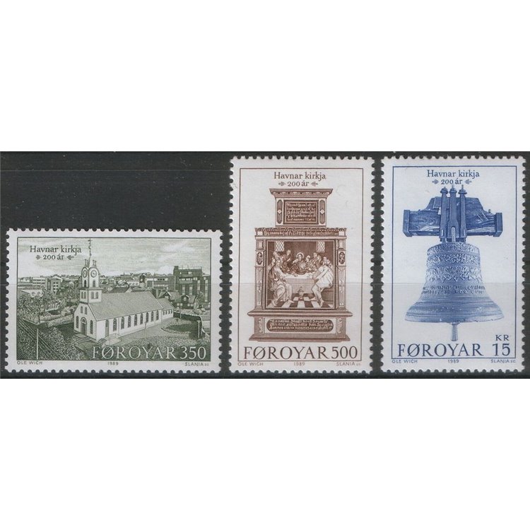 FAROE ISLANDS 1989 Bicentenary of the Church of Torshavn 3v MNH**