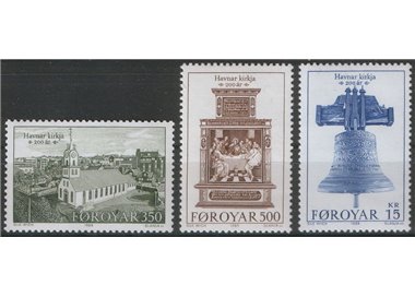 FAROE ISLANDS 1989 Bicentenary of the Church of Torshavn 3v MNH**