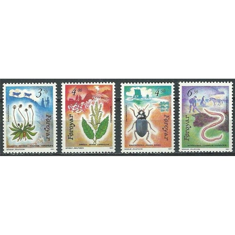 FAROER 1991 Flora and fauna 4v MNH**