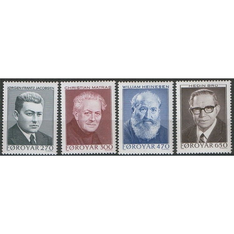 FAEROER 1988 Scrittori famosi 4v MNH**