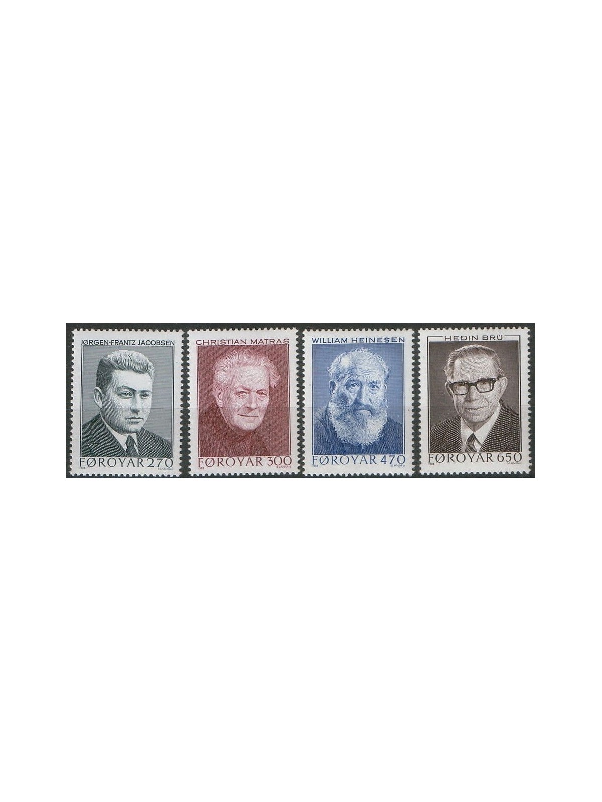 FAEROER 1988 Scrittori famosi 4v MNH**