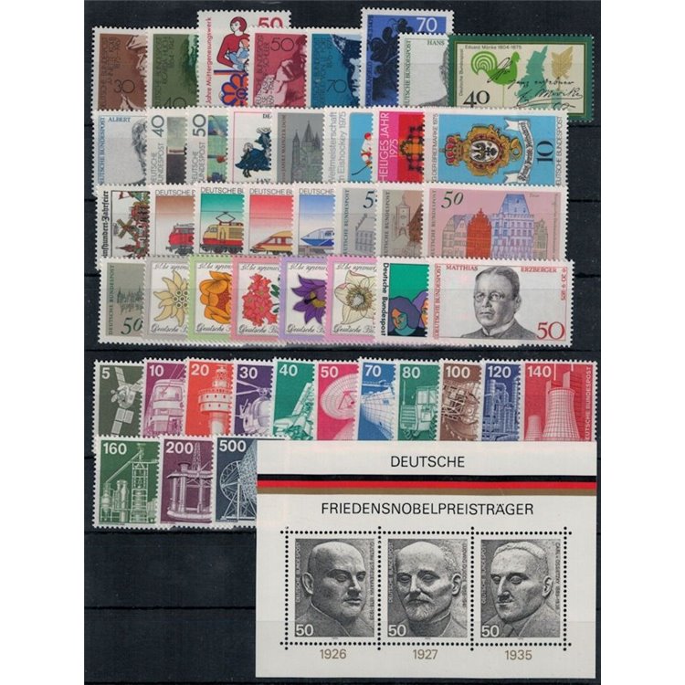 GERMANIA BRD 1975 Annata completa 46v + 1 BF MNH**