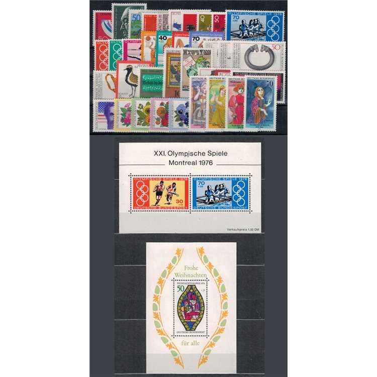 GERMANIA BRD 1976 Annata completa 37v + 2 BF MNH**