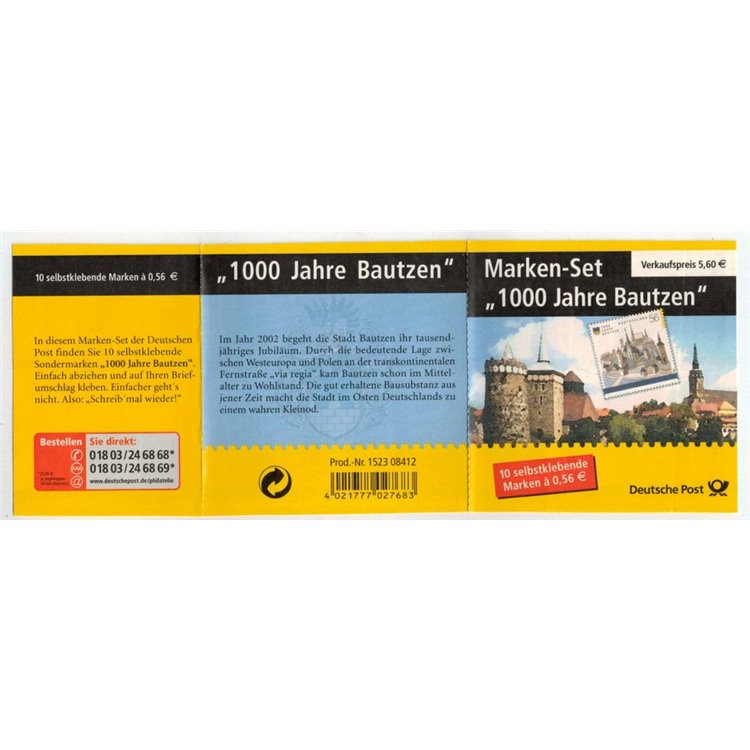 GERMANIA BRD 2002 Millenario della città di Bautzen 1 LB us apg