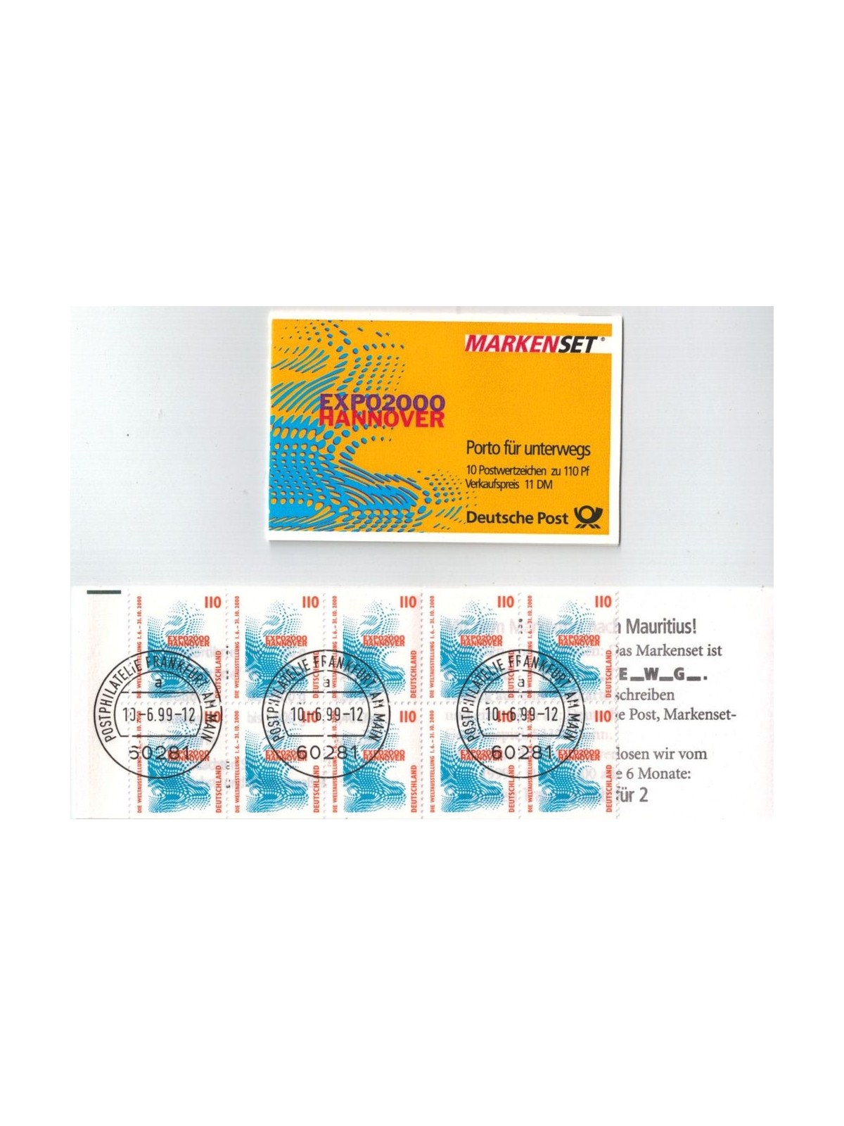 GERMANY BRD 1999 Expo 2000 Hannover (MH 39) booklet us apg