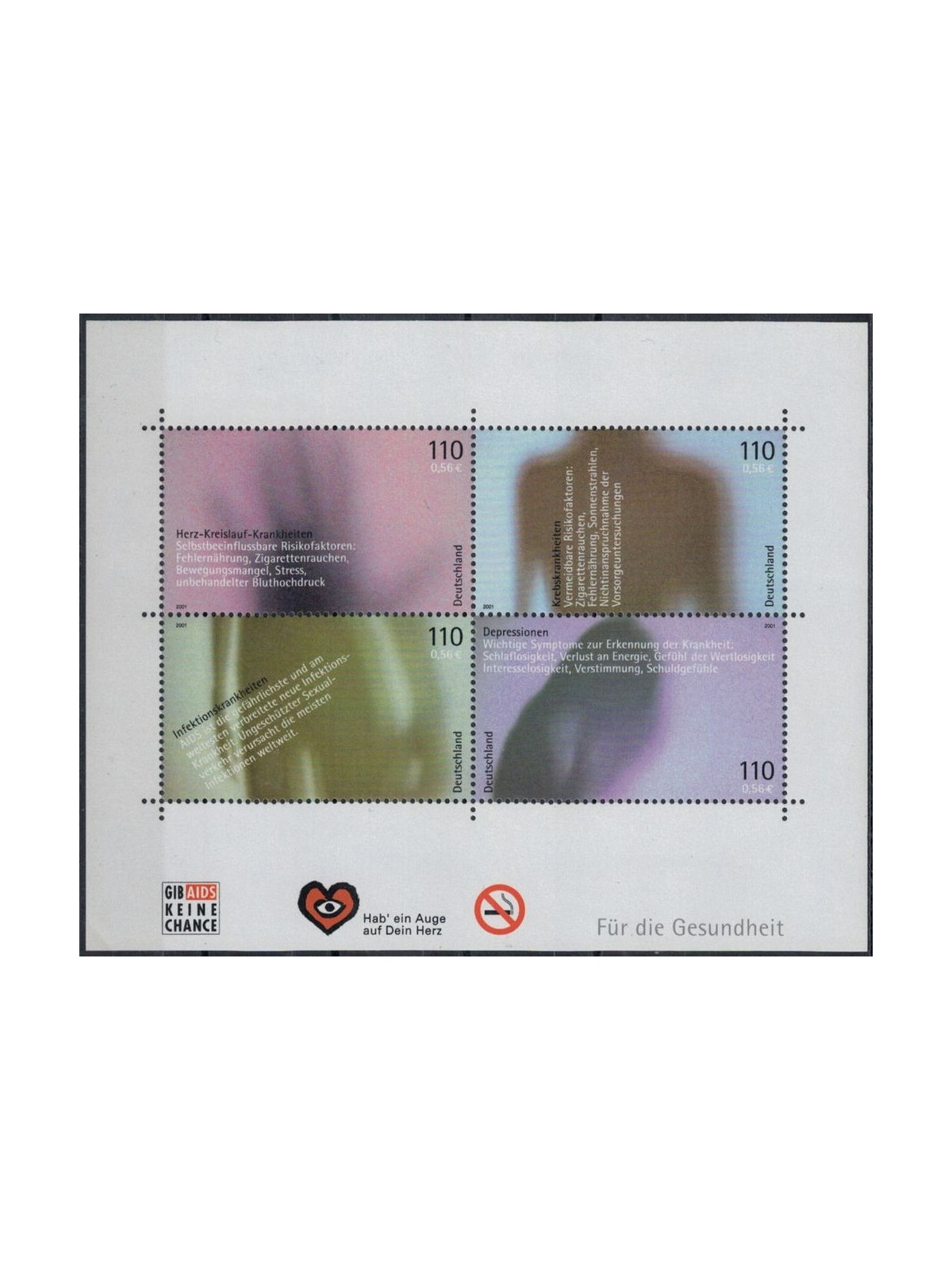 GERMANY BRD 2001 For the benefit of health 1 s/s MNH**