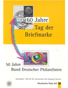 GERMANY BRD 1996 German Philatelic Federation, commemorative card Mi 1878