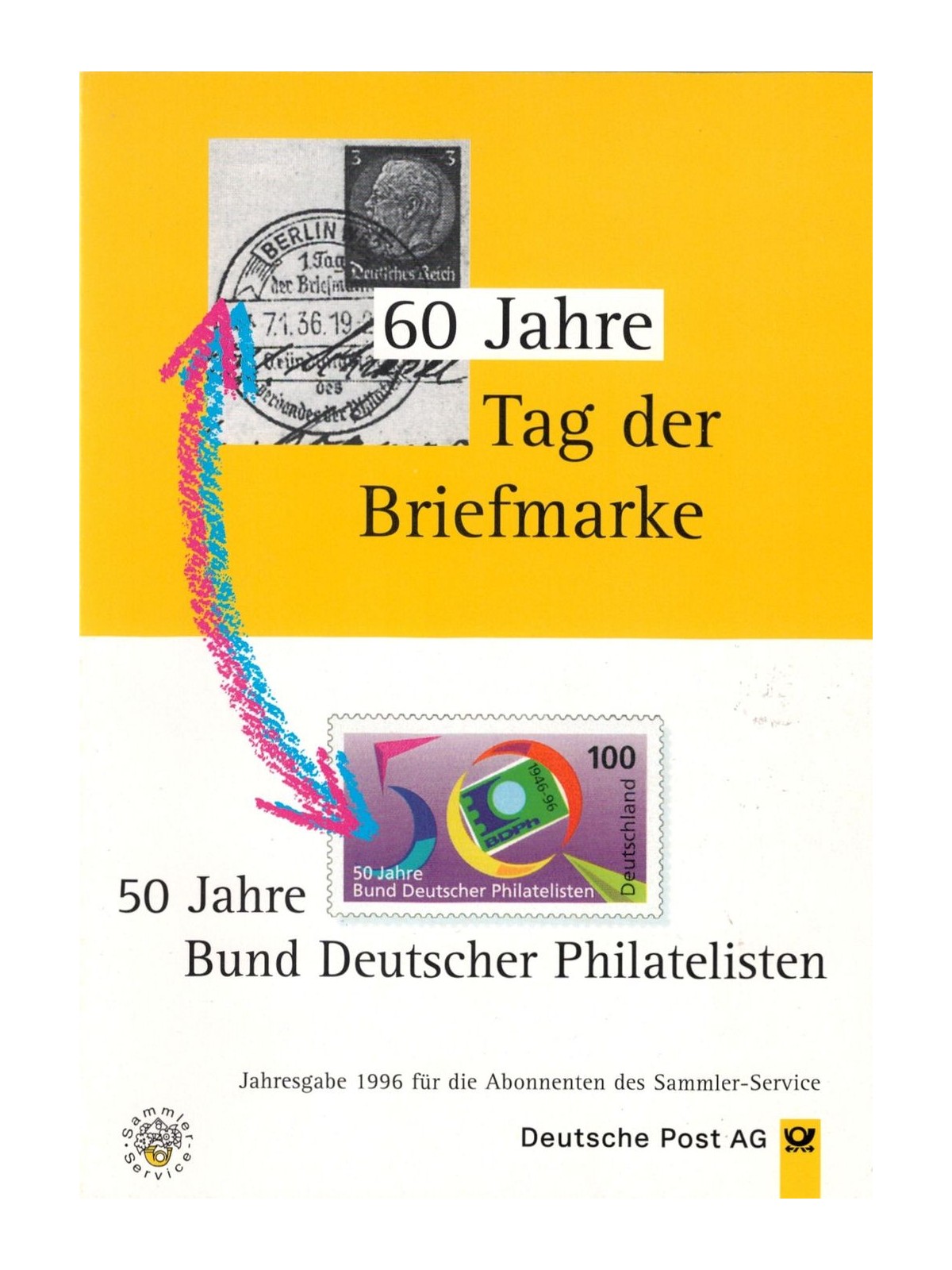 GERMANIA BRD 1996 Federazione filatelica tedesca, scheda commemorativa Mi 1878