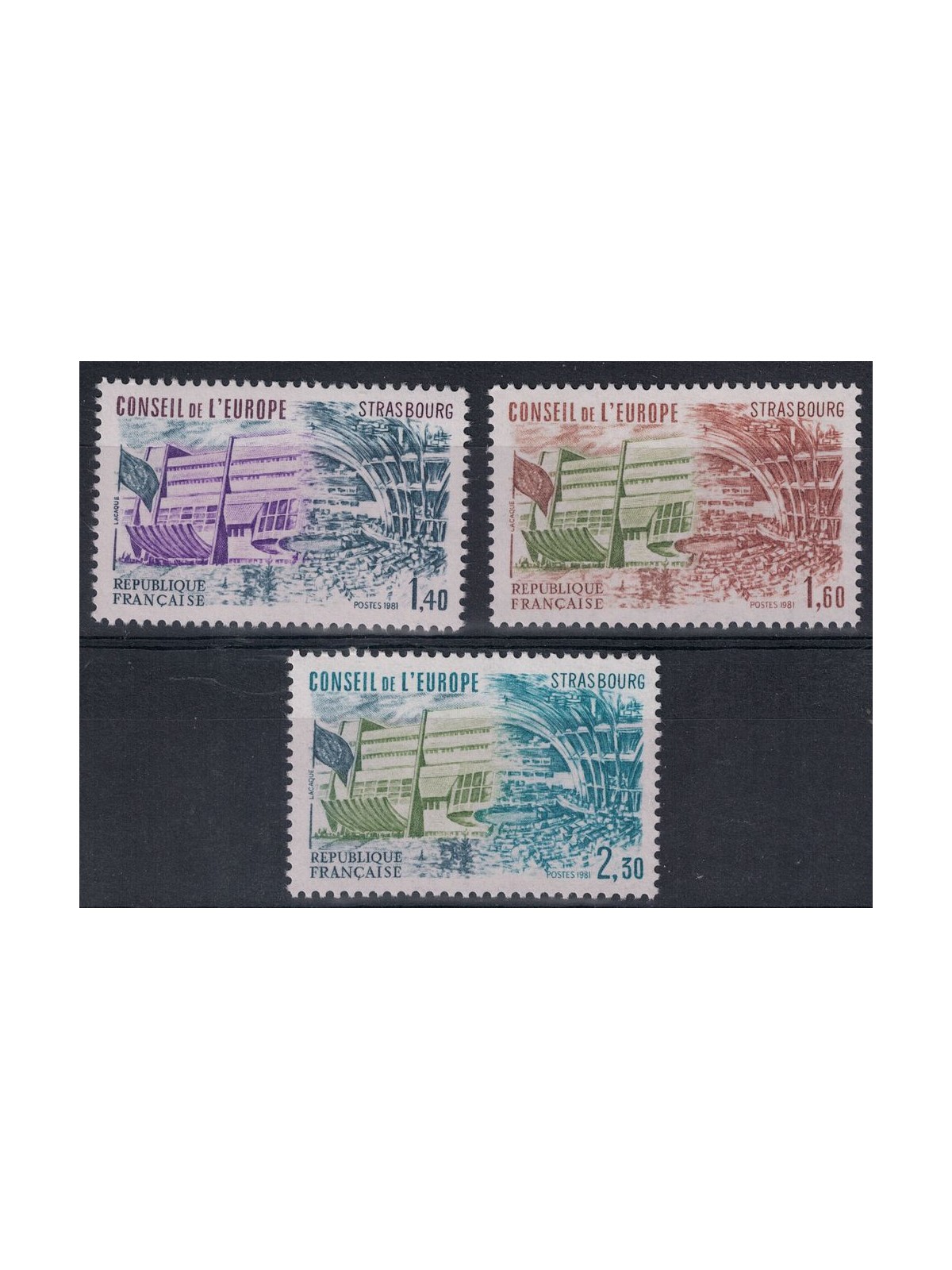 FRANCE 1981 Service (Council of Europe) 3v MNH**