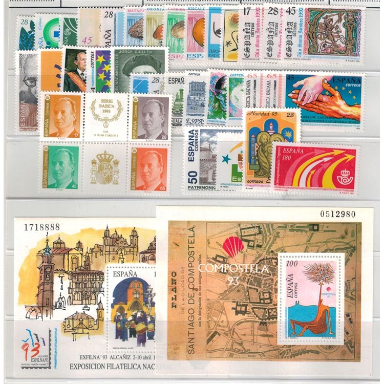 SPAIN 1993 Complete year 36v + 2 s/s MNH**