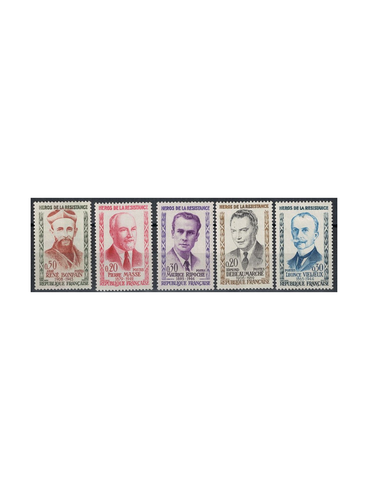 FRANCE 1960 Heroes of the Resistance 5v MH*