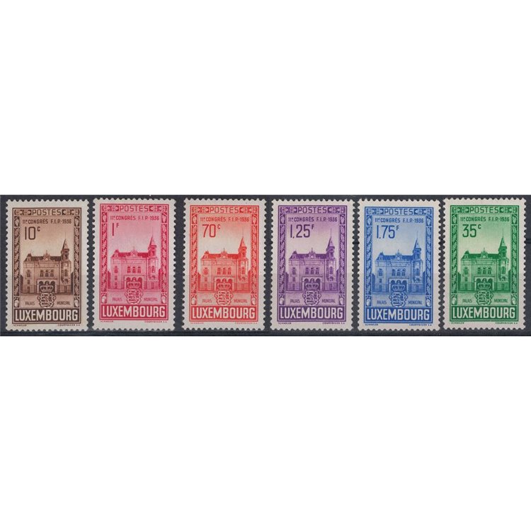 LUSSEMBURGO 1936 Federazione internazionale di filatelia 6v MH*